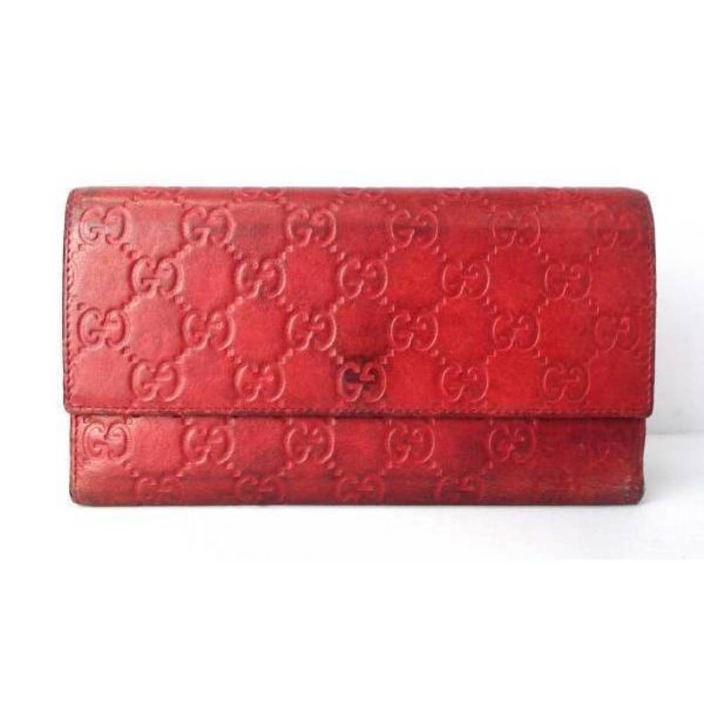 Gucci Price  sima leather red embossed wallet reduction long GG
